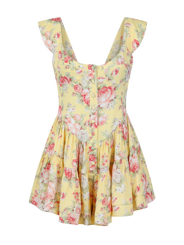 The Elisabeth Romper Dress - Yellow Rose