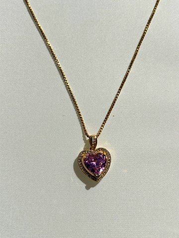 Pink Crystal Heart Necklace | SAMPLE