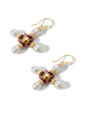 The La Perla Pearl Cross Earrings