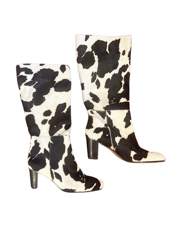 Tall Cow Print Fur Boots