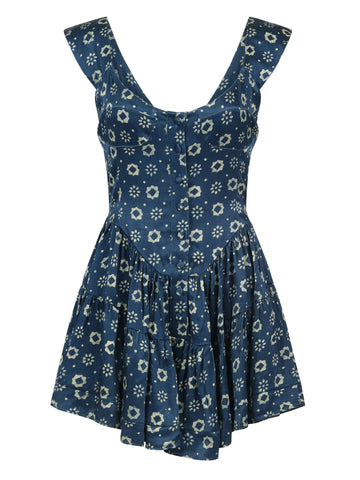 The Elisabeth Romper Dress - Indigo Flower