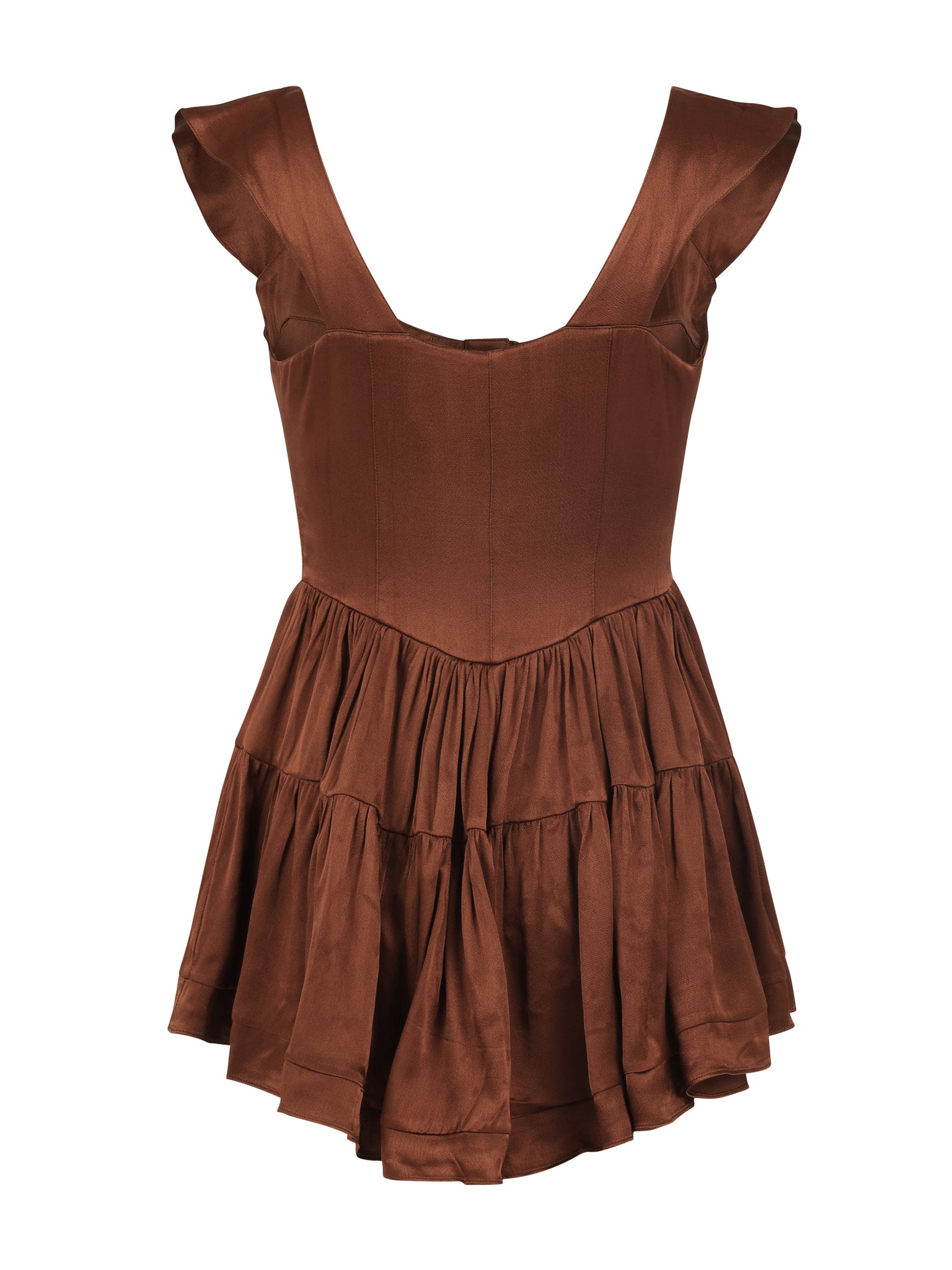 The Elisabeth Romper Dress - Chocolate Satin