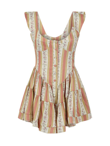 The Elisabeth Romper Dress - Victorian Stripe - XS