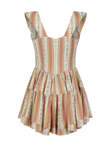 The Elisabeth Romper Dress - Victorian Stripe - XS