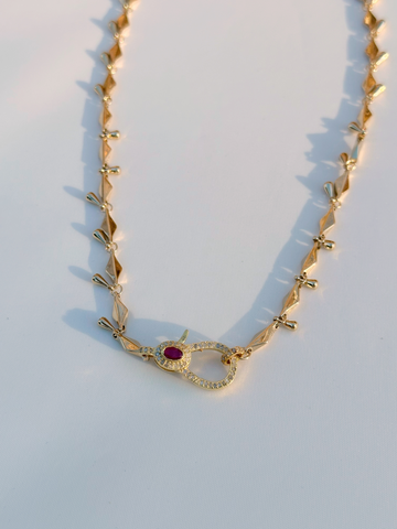 Diamond & Ruby Clasp Necklace | SAMPLE