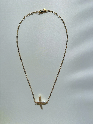 Pearl Cross Necklace | SAMPLE