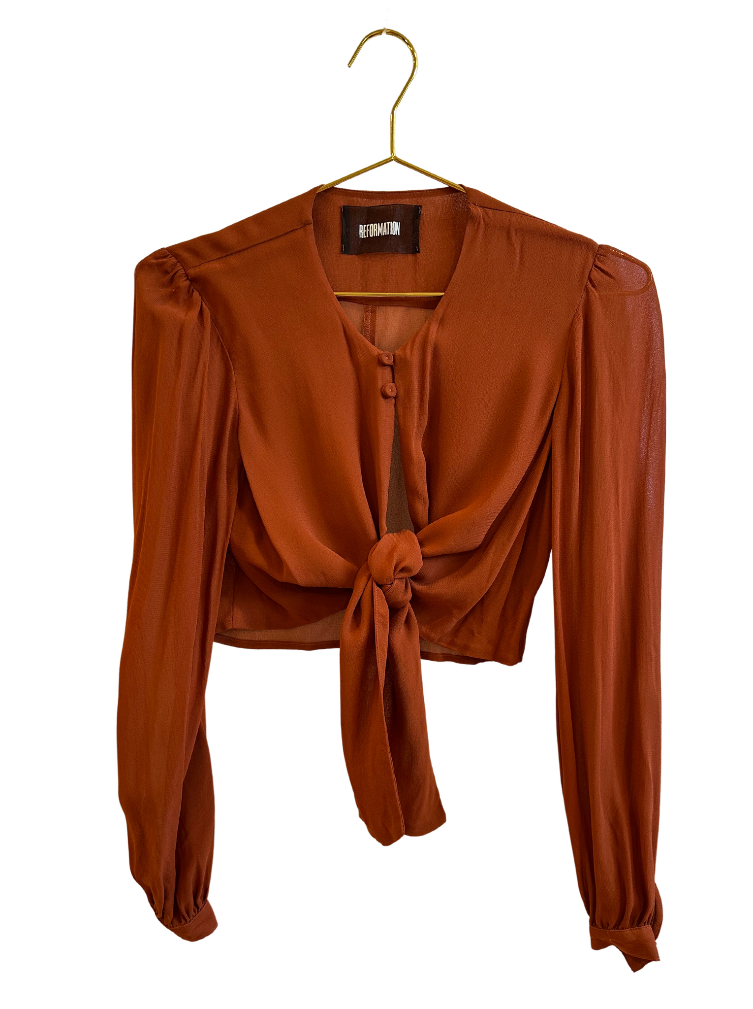 Brown Sheer Reformation Blouse