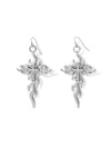 The Mena Flaming Cross Earrings - Silver