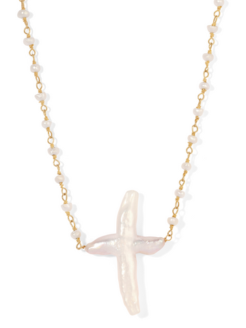 The Pearl Cross Necklace