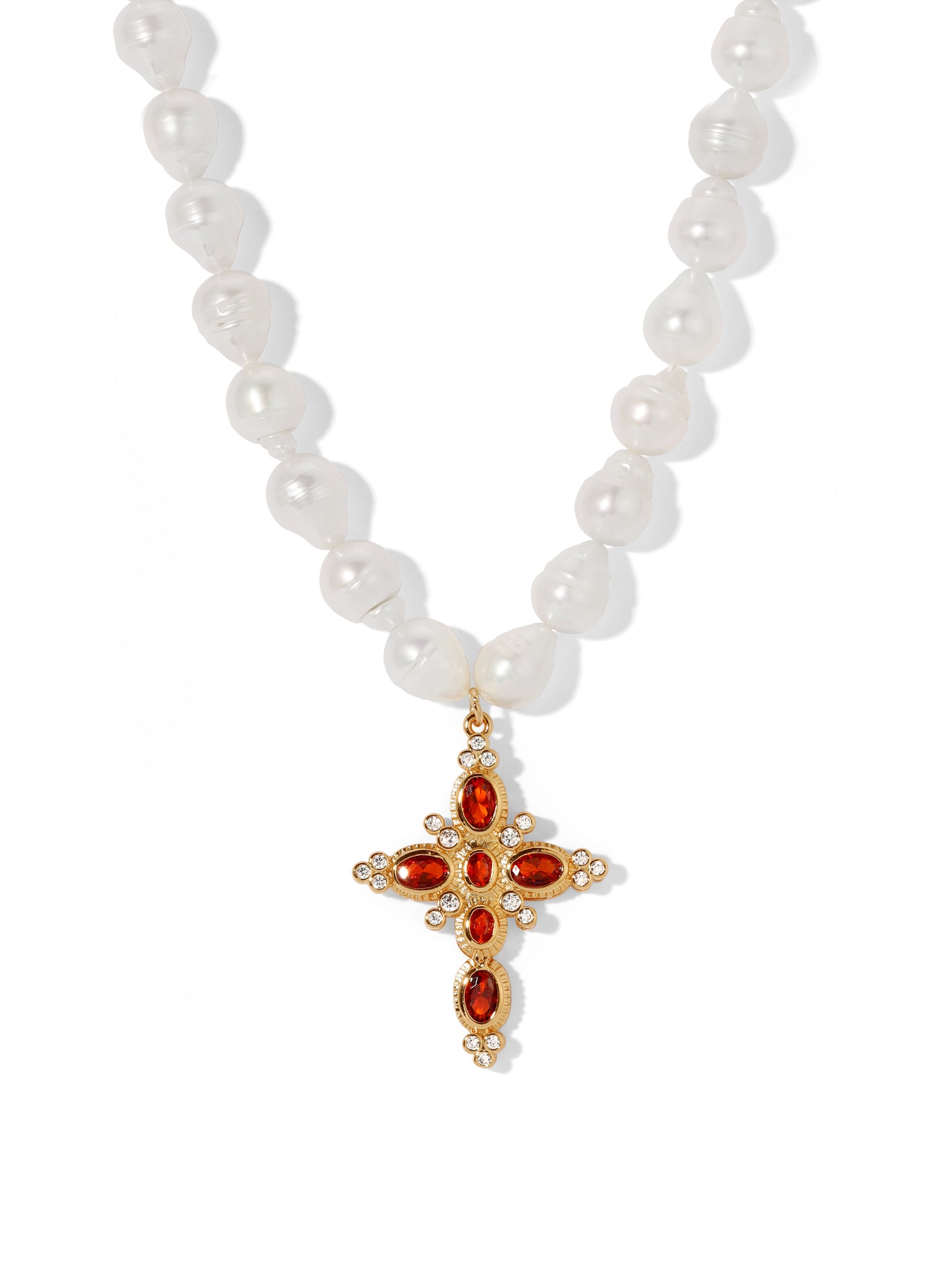 The Aalia Pearl Cross Necklace