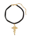 The Dante Flaming Cross Choker - Gold