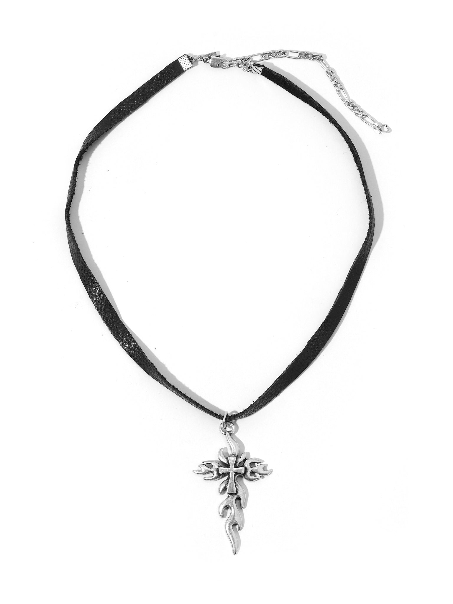 The Dante Flaming Cross Choker - Silver