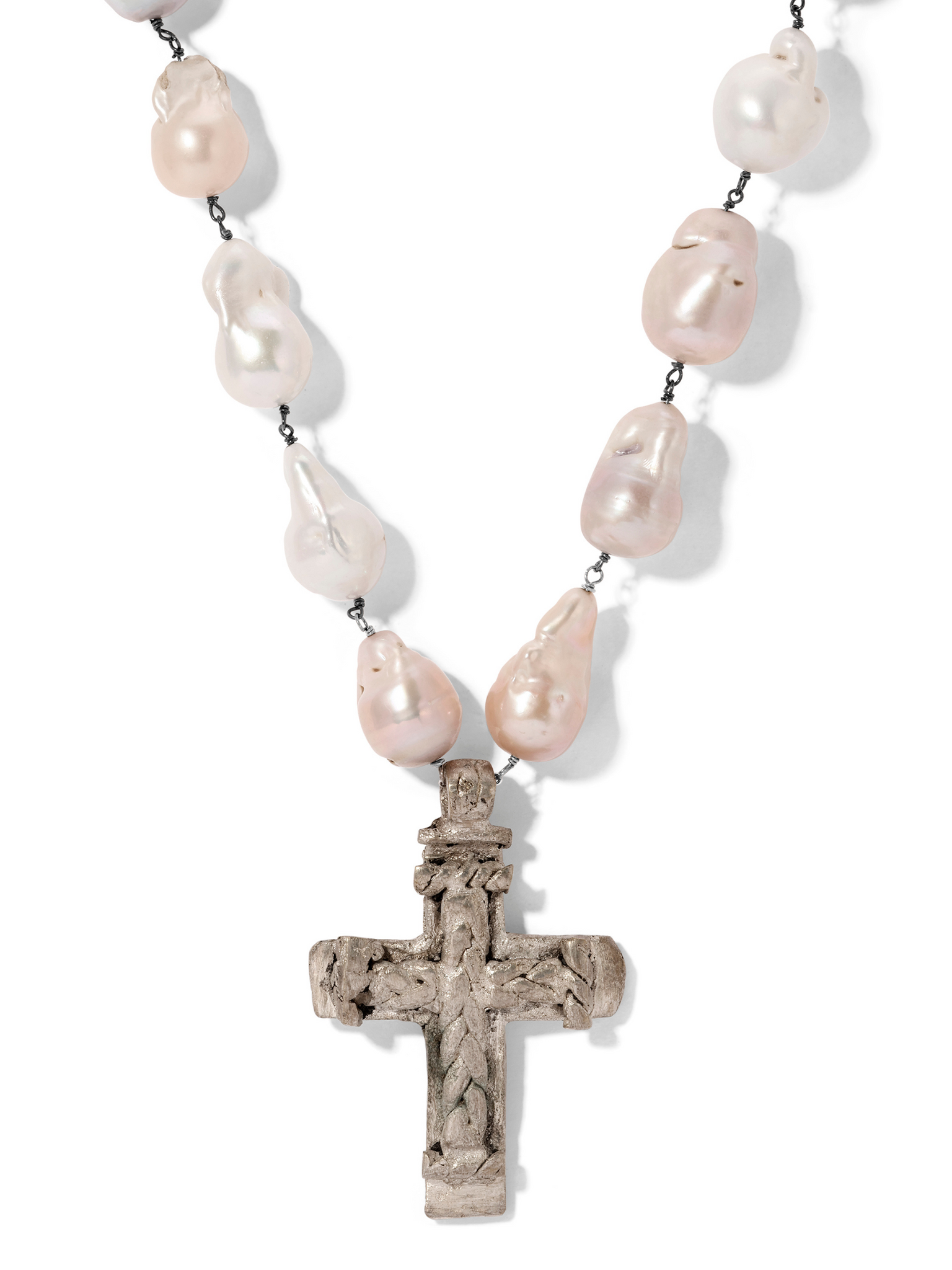 The Elu Pearl Cross Necklace