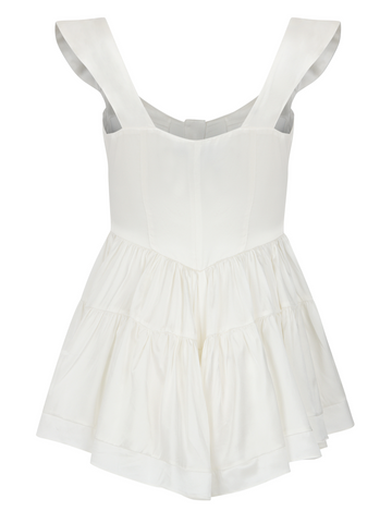 The Elisabeth Romper Dress - White Silk