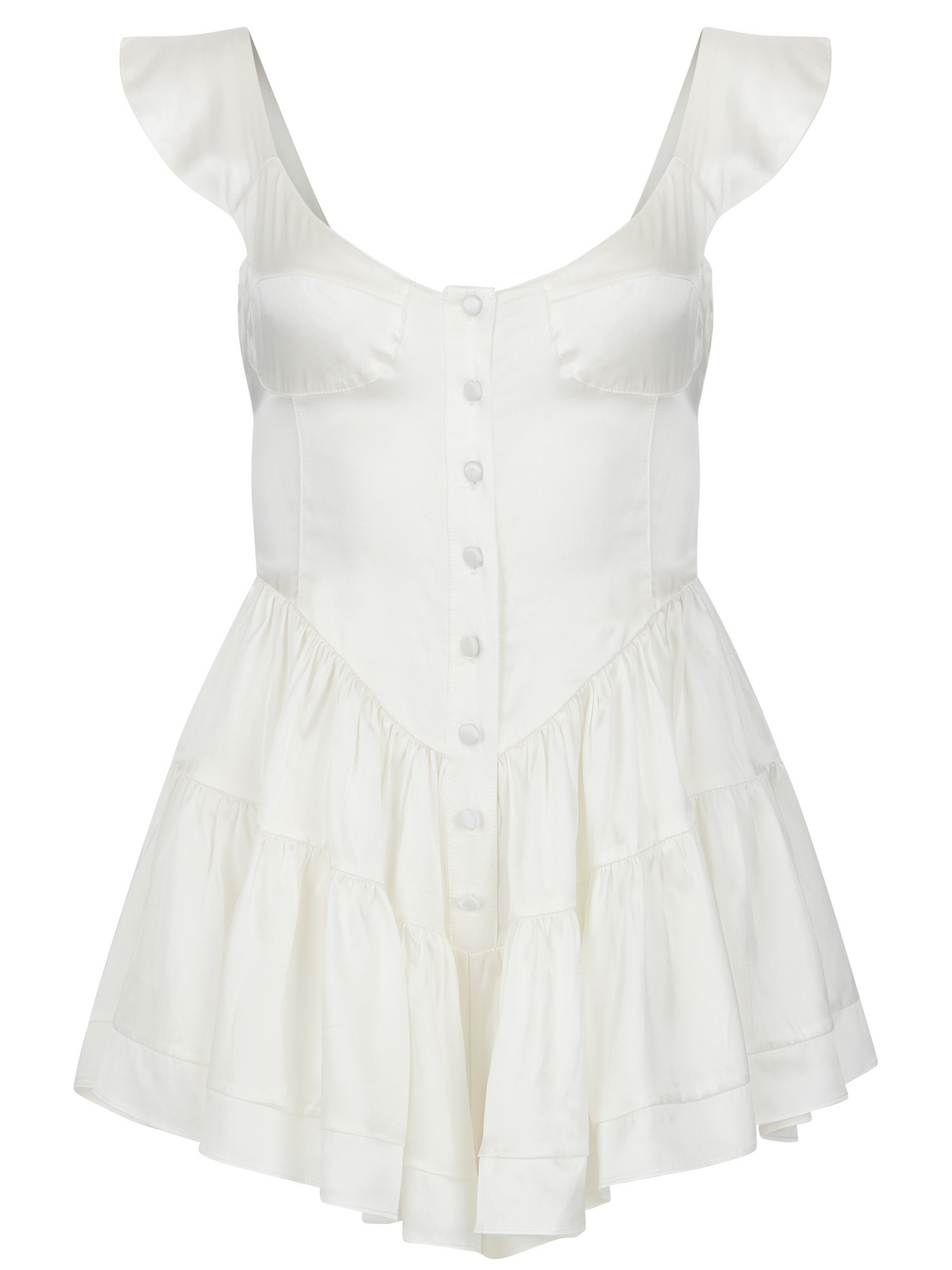 The Elisabeth Romper Dress - White Silk