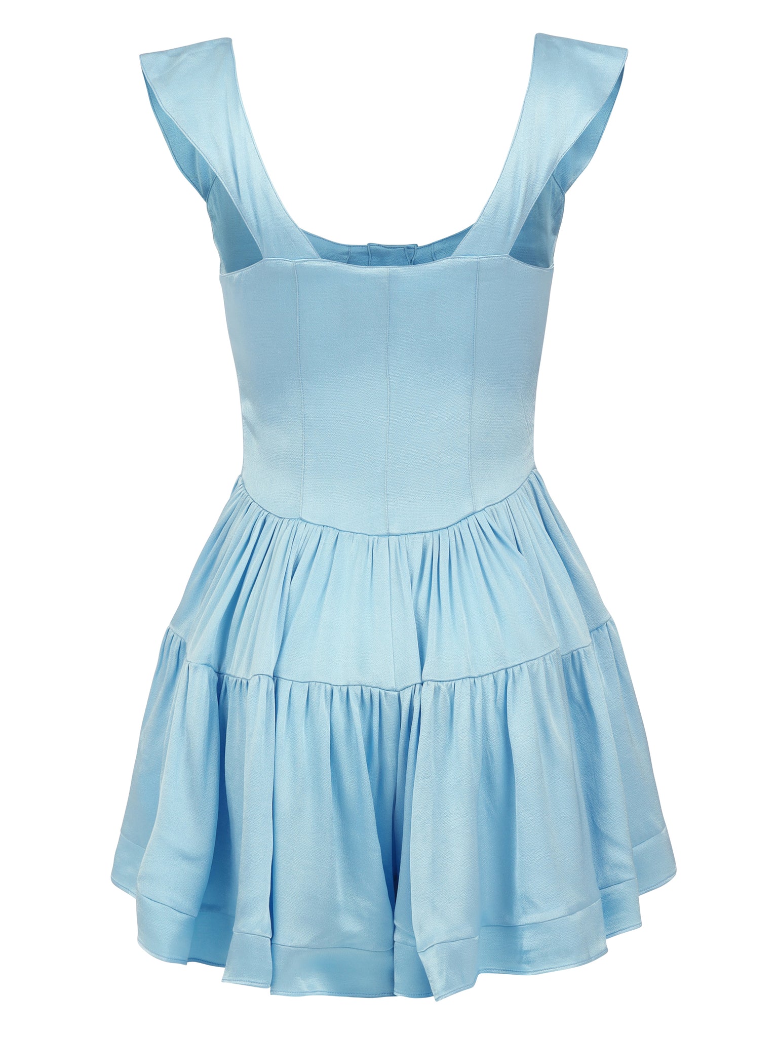 The Elisabeth Romper Dress - Sky Blue Satin