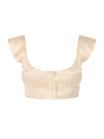 The Elisabeth Crop Top - Cream Satin