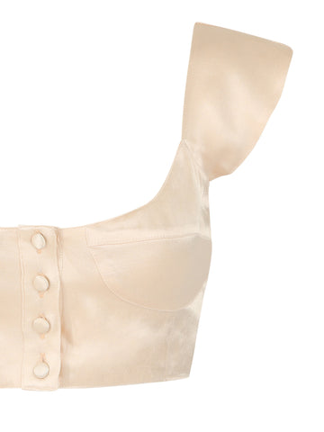 The Elisabeth Crop Top - Cream Satin