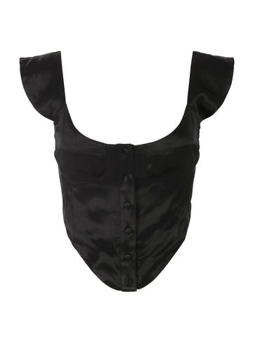 The Heather Top - Black Satin