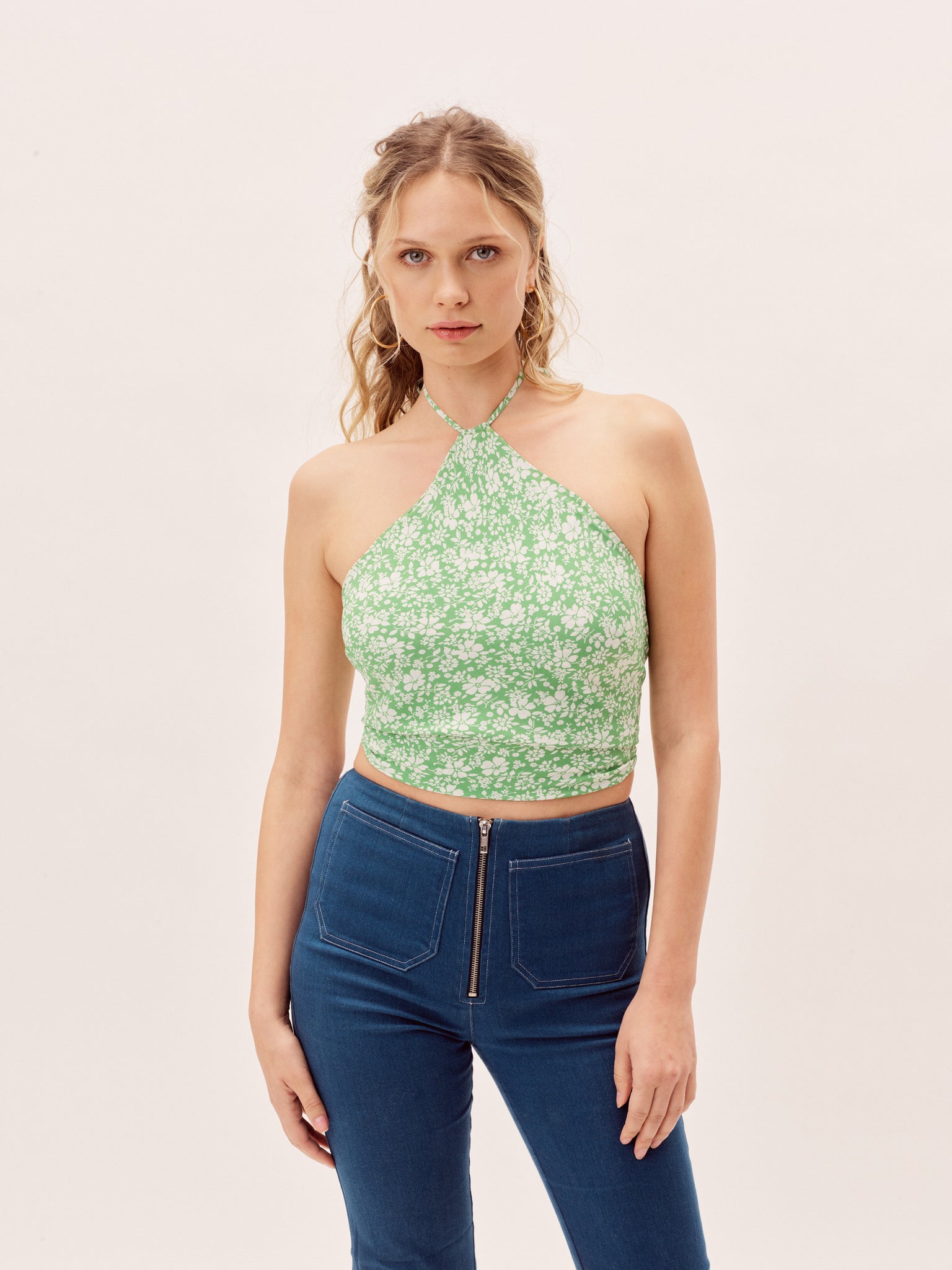 The Elle Top - Mint Pattern Silk